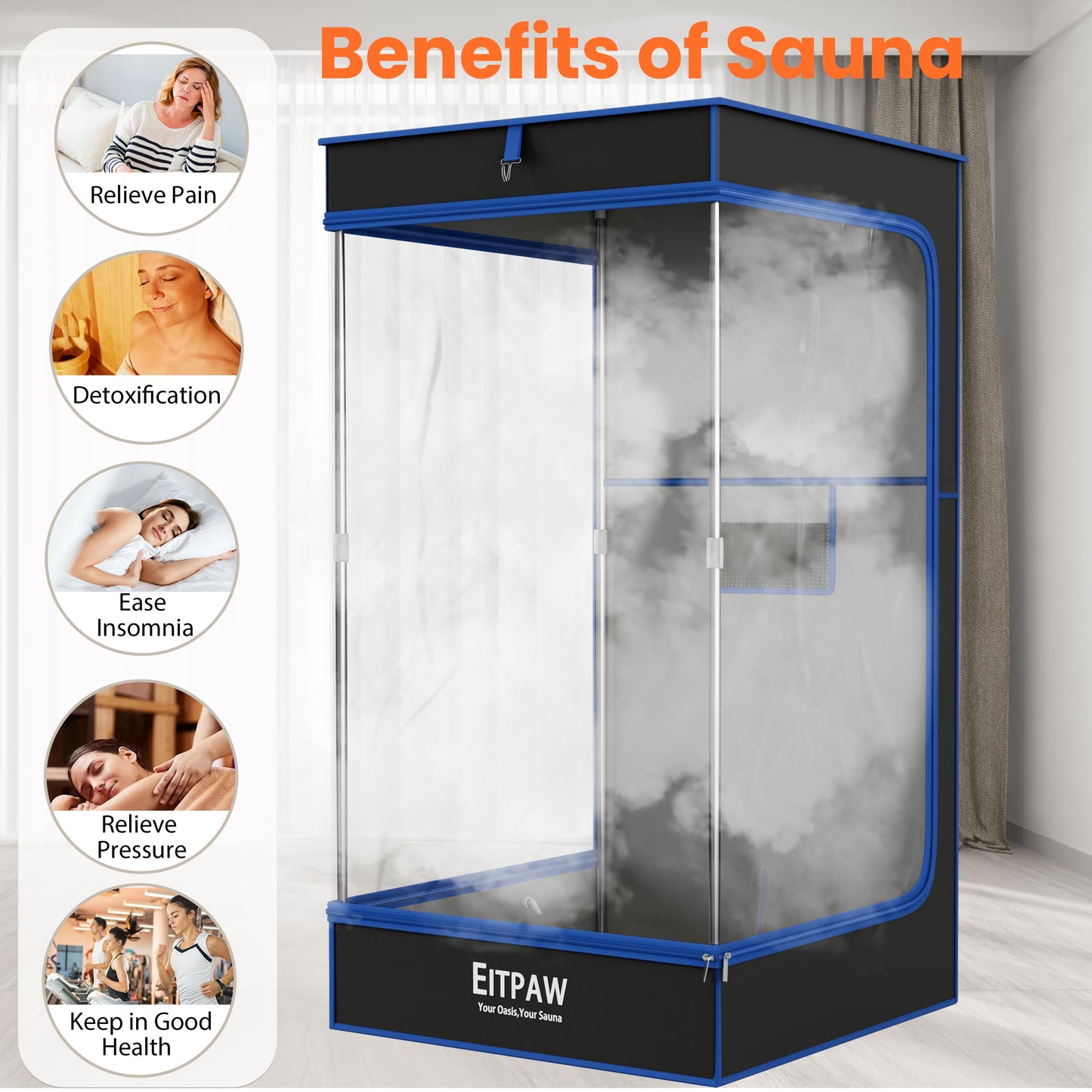 Portable Sauna Tent, Pop up Sauna, Personal Steam Sauna W/ Foldable Chair for Home