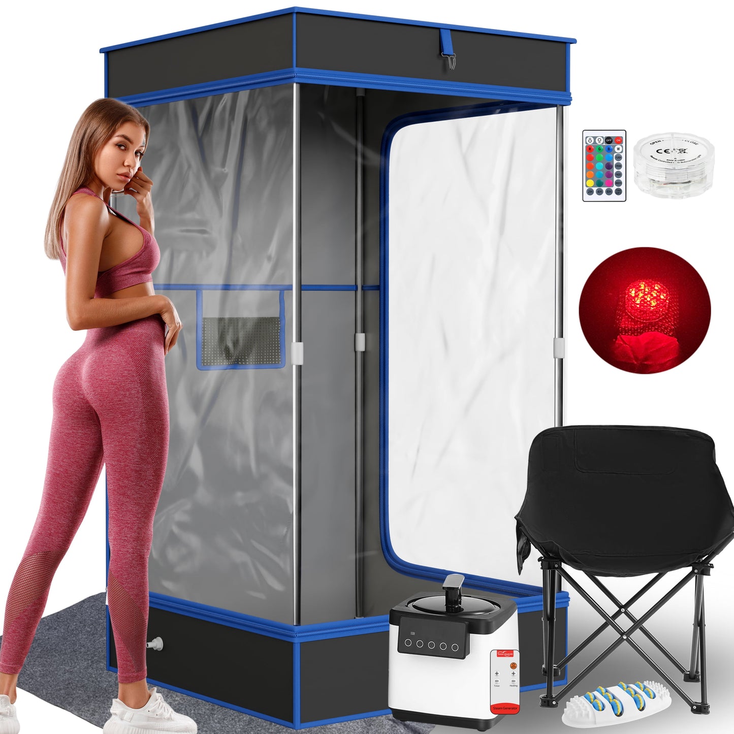 Portable Sauna Tent, Pop up Sauna, Personal Steam Sauna W/ Foldable Chair for Home